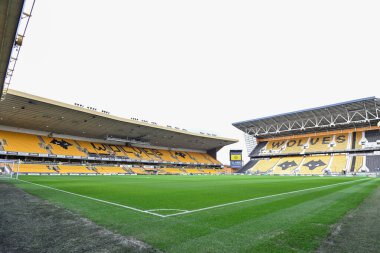 Maç öncesinde Molineux 'nun genel görünümü, 10 Şubat 202 tarihinde Wolverhampton Wanderers, Molineux, Wolverhampton, İngiltere' de oynanan Premier League maçı sırasında Wolverhampton Wanderers 'a karşı