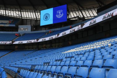 Premier League maçı öncesinde iç stadyum manzarası Manchester City Everton 'a karşı Etihad Stadyumu, Manchester, İngiltere, 10 Şubat 202
