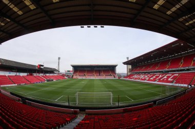 Oakwell 'in Sky Bet Ligi 1 maçı sırasında Oakwell, Barnsley' e karşı Leyton Orient 'in 10 Şubat 202' de Oakwell, Barnsley 'de oynadığı maçın genel görünümü