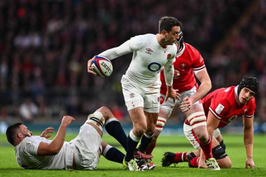 İngiltere 'den Alex Mitchell, 10 Şubat 202' de Twickenham Stadyumu 'nda oynanan 2024 Guinness 6 Milletle İngiltere - Galler maçı sırasında bir çıkış yaptı.