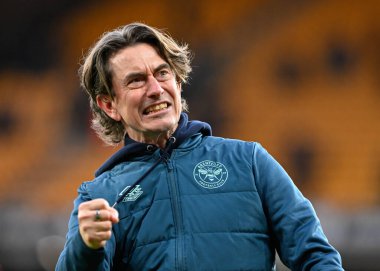 Brentford 'un Thomas Frank teknik direktörü Premier League maçında Wolverhampton Wanderers Brentford' a karşı Molineux, Wolverhampton, Birleşik Krallık 'ta 10 Şubat 202' de yapılan maçın sonucunu kutluyor.