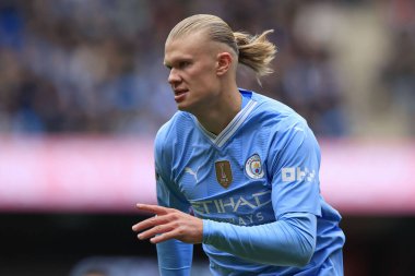 Manchester City 'den Erling Haaland 10 Şubat 202 tarihinde Etihad Stadyumu' nda oynanan Premier League maçında Everton 'a karşı mücadele etti.