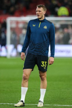 Newcastle United takımından Dan Burn, Premier League karşılaşması öncesinde Nottingham Forest, Newcastle United 'a karşı 10 Şubat 202' de City Ground, Nottingham 'da oynanacak maç öncesi ısınma maçında...