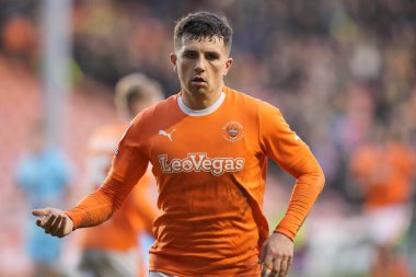 Blackpool takımından Albie Morgan 10 Şubat 202 'de Bloomfield Road, Blackpool' da oynanan Blackpool-Oxford maçında