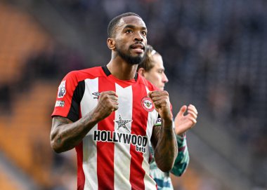 Brentford 'dan Ivan Toney, Premier Lig karşılaşmasında Wolverhampton Wanderers, Molineux, Wolverhampton, Birleşik Krallık' ta 10 Şubat 202 'de Brentford' a karşı tam zamanlı maçı kutluyor.