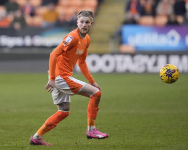 Blackpool takımından Hayden Coulson 10 Şubat 202 'de Bloomfield Road, Blackpool' da oynanan Blackpool-Oxford maçında