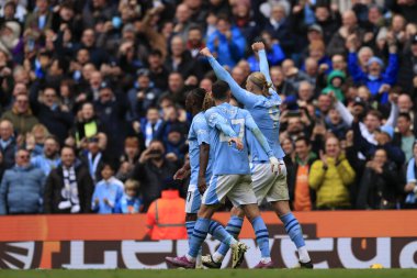 Manchester City 'den Erling Haaland, 10 Şubat 202' de Etihad Stadyumu 'nda oynanan Premier League maçında 1-0' lık skoru kutluyor.