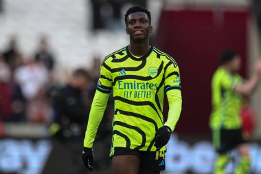 Arsenal 'den Eddie Nketiah Premier League maçından sonra 11 Şubat 202' de Londra 'daki Londra Stadyumu' nda West Ham United ile Arsenal maçında.