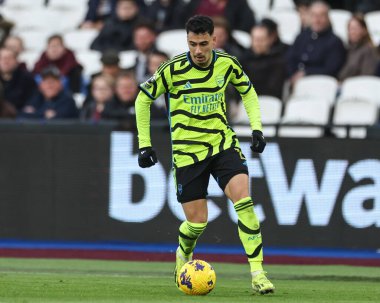 Premier Lig karşılaşmasında Arsenal 'den Gabriel Martinelli, 11 Şubat 202' de Londra Stadyumu 'nda West Ham United, Arsenal' e karşı.