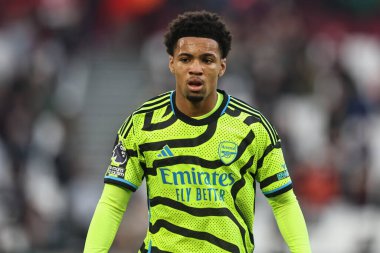 Arsenal 'den Ethan Nwaneri Premier League maçı sırasında West Ham United, Londra Stadyumu' nda Arsenal 'e karşı, 11 Şubat 202