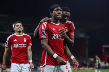 Nottingham Ormanı 'ndan Anthony Elanga, İngiltere' nin Nottingham şehrinde oynanan Premier League maçı Nottingham Forest - Newcastle United maçında 1-1 'lik galibiyetini kutluyor.