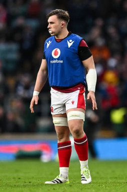 Galler 'den Taine Basham 2024 Guinness maçı öncesinde Twickenham Stadyumu, Twickenham, İngiltere - Galler maçı, 10 Şubat 202