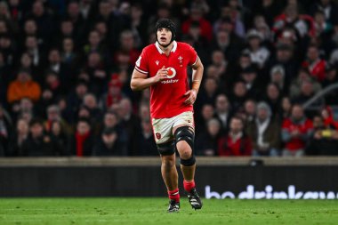 2024 Guinness maçında Galler 'den Dafydd Jenkins, İngiltere - Galler maçı Twickenham Stadyumu, Twickenham, Birleşik Krallık, 10 Şubat 202