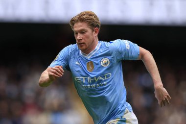 Manchester City 'den Kevin De Bruyne 10 Şubat 202' de Etihad Stadyumu 'nda oynanan Premier League maçında Everton' a karşı mücadele ediyor.