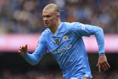 Manchester City 'den Erling Haaland 10 Şubat 202 tarihinde Etihad Stadyumu' nda oynanan Premier League maçında Everton 'a karşı mücadele etti.