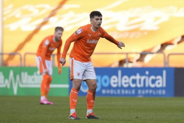 Blackpool takımından Albie Morgan 10 Şubat 202 'de Bloomfield Road, Blackpool' da oynanan Blackpool-Oxford maçında