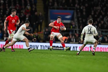 Galler 'den Taine Basham 2024 Guinness maçında İngiltere' ye karşı Galler maçı Twickenham Stadyumu, Twickenham, Birleşik Krallık, 10 Şubat 202
