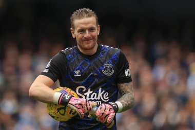 Everton 'dan Jordan Pickford, 10 Şubat 202' de Etihad Stadyumu 'nda oynanan Premier League maçında gülmek için zaman buldu.