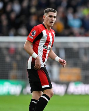 Brentford 'dan Yehor Yarmolyuk, Premier Lig maçı sırasında Wolverhampton Wanderers, Molineux, Wolverhampton, İngiltere' de 10 Şubat 202 'de Brentford' a karşı.