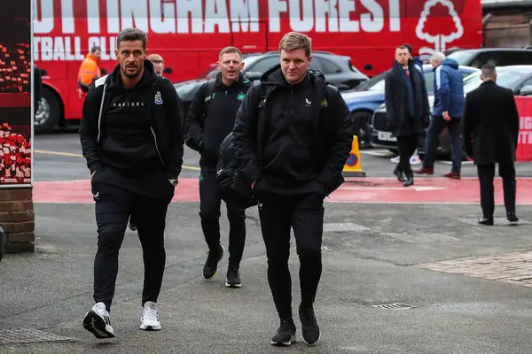 Newcastle United 'ın Eddie Howe teknik direktörü, Nottingham Forest' a karşı Newcastle United Premier Lig karşılaşması öncesinde 10 Şubat 202 'de Nottingham City Ground, Nottingham' a geldi.