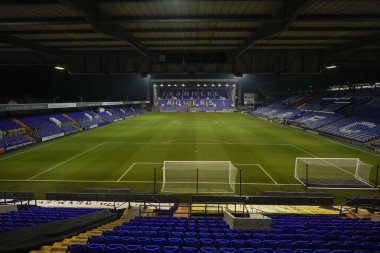 Tranmere Rovers 'ın evi olan Prenton Park' ın Gök İddia Ligi 2 maçından önceki genel görünümü: Tranmere Rovers - Morecambe maçı: Prenton Park, Birkenhead, Birleşik Krallık, 13 Şubat 202