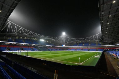 Maç öncesinde Toughsheet Community Stadyumu 'nun genel görünümü, 13 Şubat 202 tarihinde İngiltere' nin Bolton Stadyumu 'nda oynanan Gökyüzü İddia Ligi 1 karşılaşmasında Bolton Wanderers Wycombe Wanderers' a karşı.