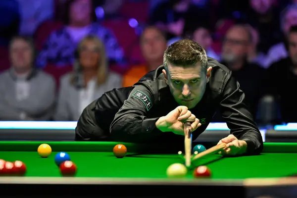 stock image Mark Selby takes a shot, during the 2024 BetVictor Welsh Open at Venue Cymru, Llandudno, United Kingdom, 12th February 202