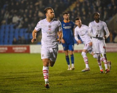 Barnsley 'den Herbie Kane, 13 Şubat 202' de Croud Meadow, Shrewsbury, İngiltere 'de oynanan Shrewsbury Town-Barnsley maçında 1-1' lik galibiyetini kutluyor.
