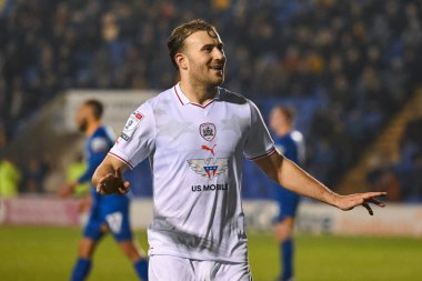 Barnsley 'den Herbie Kane, 13 Şubat 202' de Croud Meadow, Shrewsbury, İngiltere 'de oynanan Shrewsbury Town-Barnsley maçında 1-1' lik galibiyetini kutluyor.