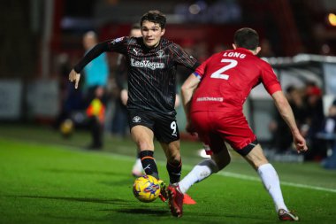Blackpool 'dan Kyle Joseph, 13 Şubat 202' de Cheltenham Town 'a karşı Blackpool' da oynanan Gökyüzü İddia Ligi 1 karşılaşmasında sahada.