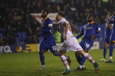 Barnsley 'den Herbie Kane, 13 Şubat 202' de Croud Meadow, Shrewsbury, İngiltere 'de oynanan Shrewsbury Town-Barnsley maçında 1-1' lik galibiyetini kutluyor.