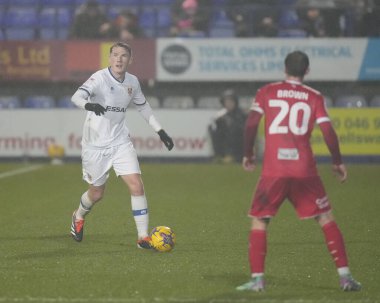 Tranmere Rovers takımından Regan Hendry, 13 Şubat 202 'de İngiltere' nin Birkenhead şehrinde oynanan Gökyüzü İddia Ligi 2 karşılaşmasında sahaya çıkıyor.