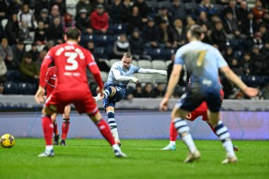 Preston North End 'den Liam Millar 14 Şubat 202' de İngiltere 'nin Deepdale kentinde oynanan Sky Bet Şampiyonası maçında Preston North End ile Middlesbrough maçında topu 1-0' a çıkardı.