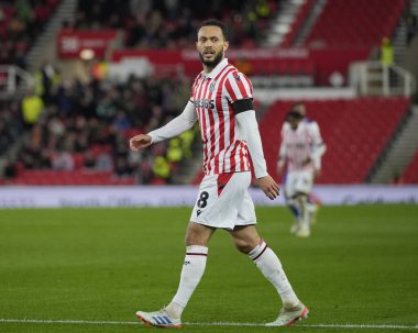 Stoke City 'den Lewis Baker, Stoke City' nin Queens Park Rangers 'a karşı oynadığı maçta 14 Şubat 202' de, Stoke-on-Trent, İngiltere 'deki Bet365 Stadyumu' nda.