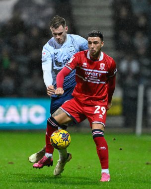 Middlesbrough 'dan Sam Greenwood topu tutuyor, Gökyüzü İddia Şampiyonası maçında Preston North End, Deepdale, Preston, Birleşik Krallık, 14 Şubat 202' de Middlesbrough 'a karşı