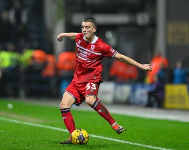 Middlesbrough 'dan Luke Thomas 14 Şubat 202' de İngiltere 'nin Deepdale kentinde oynanan Gökyüzü İddia Şampiyonası maçında Preston North End ile Middlesbrough arasındaki maçta