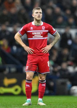 Middlesbrough 'dan Riley McGree, Gökyüzü İddia Şampiyonası' nda Preston North End 'e karşı Deepdale, Preston, Birleşik Krallık, 14 Şubat 202