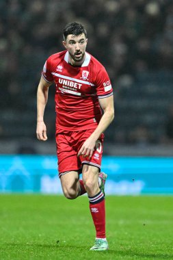 Middlesbrough 'dan Finn Azaz, Gökyüzü İddia Şampiyonası maçında Preston North End, Deepdale, Preston, Birleşik Krallık' ta Middlesbrough 'a karşı 14 Şubat 202