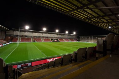 Leigh Spor Köyü, Leigh Leoparlarının Evi, Betfred Süper Lig Maçı 1. Raundda Leigh Leopards 'ın Huddersfield Giants' a karşı Leigh Spor Köyü, Leigh, İngiltere, 16 Şubat 202