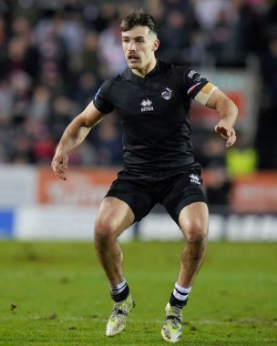 Londra Broncos takımından Matt Davies, Betfred Süper Lig 1. Raundunda St Helens 'e karşı Londra Broncos maçı sırasında St Helens Stadyumu, St Helens, Birleşik Krallık, 16 Şubat 202