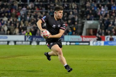 Londra Broncos takımından Oli Leyland, Betfred Süper Lig 1. Raundunda St Helens 'e karşı Londra Broncos maçı sırasında St Helens Stadyumu, St Helens, Birleşik Krallık, 16 Şubat 202