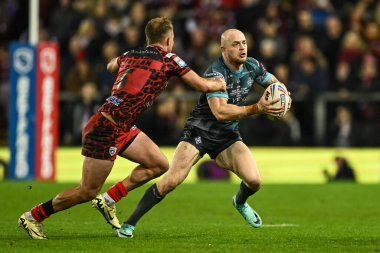 Huddersfield Giants takımından Adam Swift, 16 Şubat 202 'de Leigh Sports Village, Leigh, İngiltere' de Leigh Leopards ile Huddersfield Giants arasındaki Süper Lig karşılaşmasında ilk raundu kazandı.