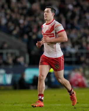 St. Helens 'den Matt Whitley, Betfred Süper Lig 1. Raundunda St Helens' e karşı Londra Broncos maçı sırasında St Helens Stadyumu, St Helens, İngiltere, 16 Şubat 202