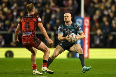Huddersfield Giants takımından Adam Swift, 16 Şubat 202 'de Leigh Sports Village, Leigh, İngiltere' de Leigh Leopards ile Huddersfield Giants arasındaki Süper Lig karşılaşmasında ilk raundu kazandı.