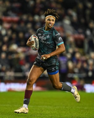Huddersfield Giants takımından Hugo Salabio 16 Şubat 202 'de Leigh Sports Village, Leigh, Birleşik Krallık' ta Leigh Leopards ve Huddersfield Giants arasında oynanan Betfred Süper Lig 1.