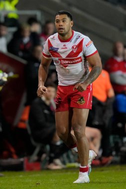 St. Helens 'den Waqa Blake, Betfred Süper Lig 1. Raundunda St Helens' e karşı Londra Broncos maçı sırasında St Helens Stadyumu, St Helens, Birleşik Krallık, 16 Şubat 202