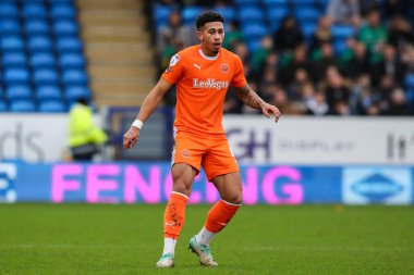 Blackpool takımından Jordan Lawrence-Gabriel, 17 Şubat 202 'de İngiltere' de Weston Homes Stadyumu 'nda oynanan 1.