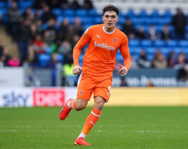 Blackpool takımından Kyle Joseph 17 Şubat 202 'de İngiltere' de Weston Homes Stadyumu 'nda oynanan 1.