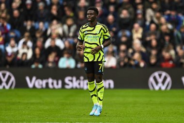 Arsenal 'den Bukayo Saka Premier Lig maçı sırasında Burnley, Burnley' e karşı Turf Moor, Burnley, İngiltere, 17 Şubat 202
