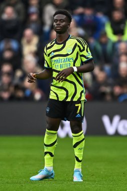 Arsenal 'den Bukayo Saka Premier Lig maçı sırasında Burnley, Burnley' e karşı Turf Moor, Burnley, İngiltere, 17 Şubat 202